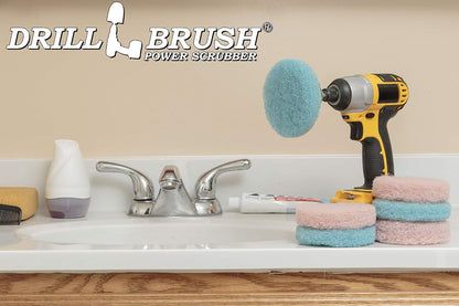 Cordless Drill Attachment - Acid Rain - Pool Tile - Granite - Shower Doors | Scrub - Scour - Drill Pads - Hard Water Stain Remover - Soap Scum - Mold - Mildew - Mineral - Rust - Calcium - Limescale