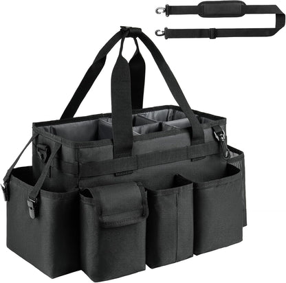 Cleaning Caddy Bag,Large Cleaning Supplies Organizer with Handle for Housekeepers,Purple