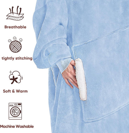 yescool Wearable Blanket Hoodie, Flannel Sherpa Fleece Blanket Sweatshirt for Adults Women Men,One Size Fits All - Colors A