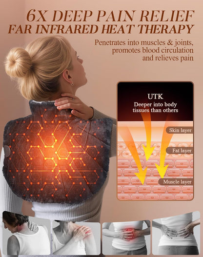 UTK Weighted Heating Pad for Neck Shoulder and Back Pain, 30s Fast Heat