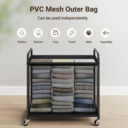 ELYKEN Laundry Hamper 2 Section, 100L Rolling Laundry Sorter with Wheels | Removable Washable Liner Bags, Sturdy Steel Frame and Metal Handle, Double Compartment Clothes Organizer for Laundry Sorting