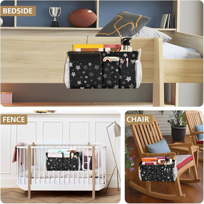 Bedside Caddy Hanging Bunk Bed Caddy Bed Organizer Hanging Pocket with 2 Hooks Bedside Storage Organizer Pocket Bag Holder Checkered Light Green - Colors B