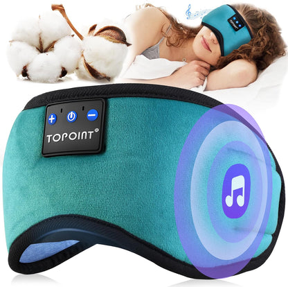 TOPOINT Sleep Mask Headphones Bluetooth Wireless 5.4, Breathable Cotton Eye Mask for Sleeping Side Sleepers Travel Music Headsets with Microphone Handsfree Men Women