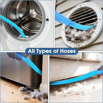 Universal Dryer Vent Cleaner Kit Compatible with Most Vacuum Cleaner Include Vacuum Hose Attachment Accessories Brush Lint Act Brush,Dryer Vent Vacuum Hose with Basic Protective Gloves