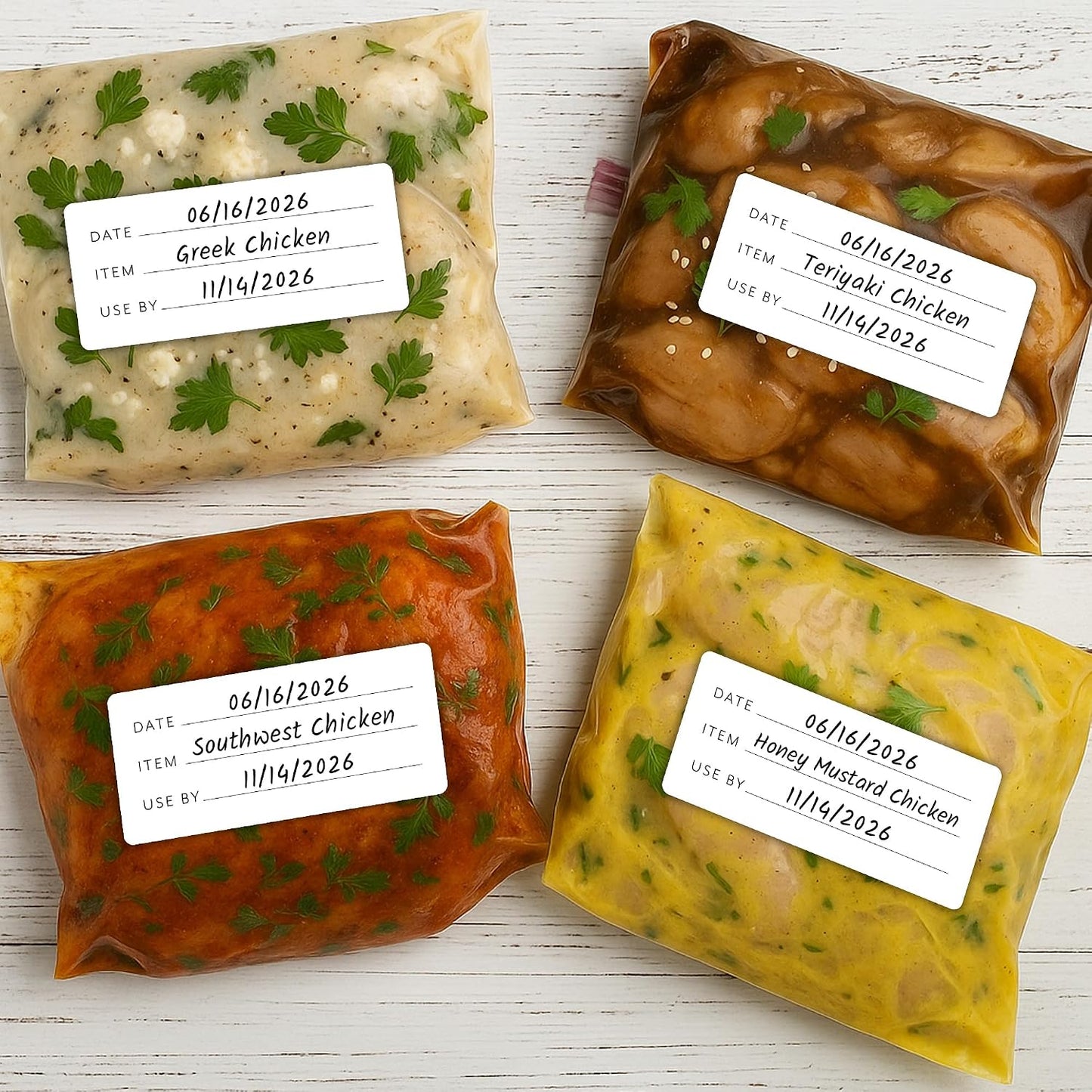 200 Meal Prep Freezer Food Labels - 2.75 x 1.25 Inch Freezer Tape Labels for Food Containers to Write On, Removable Easy Peel Off, Kitchen Pantry Storage Stickers, Oil Water Resistant