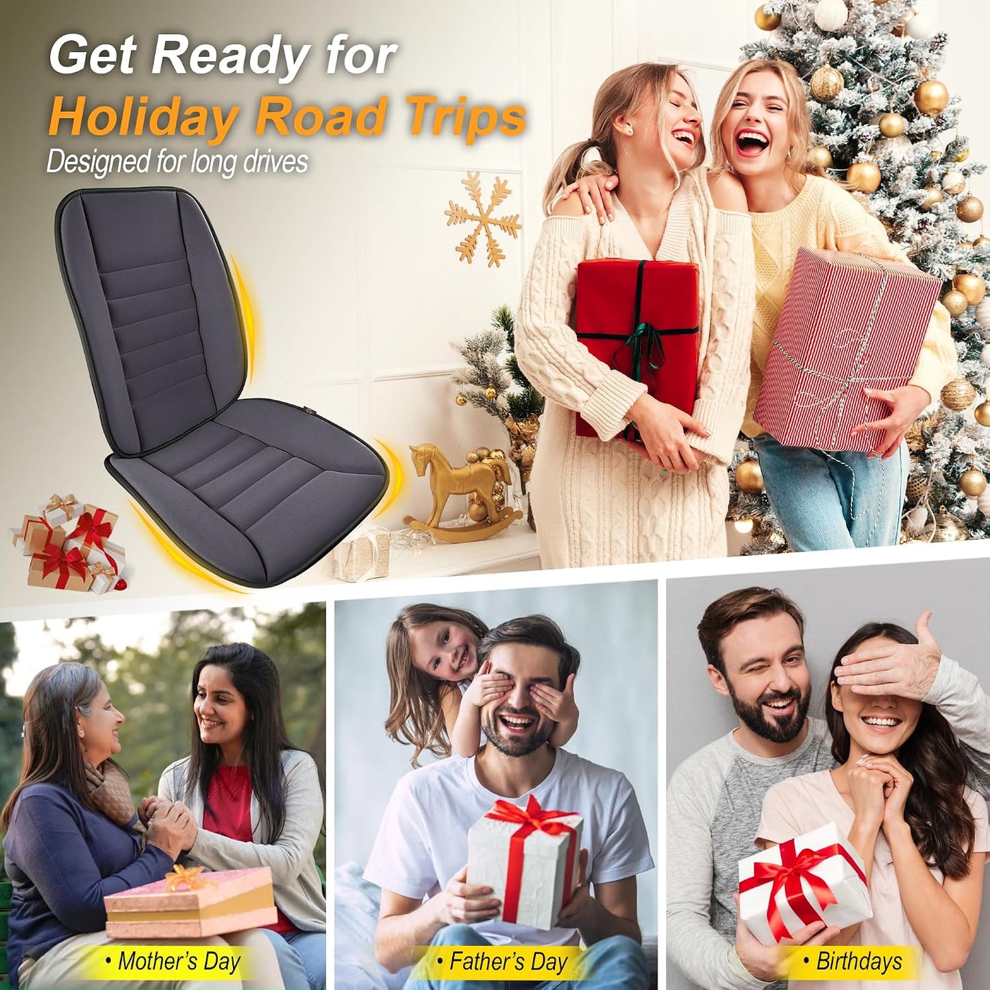 kingphenix Car Seat Cushion with Back Support Pillow, Memory Foam, Black | Memory Foam Car Cushion for Long Driving, Truck, Office Chair, Tailbone and Lower Back Support