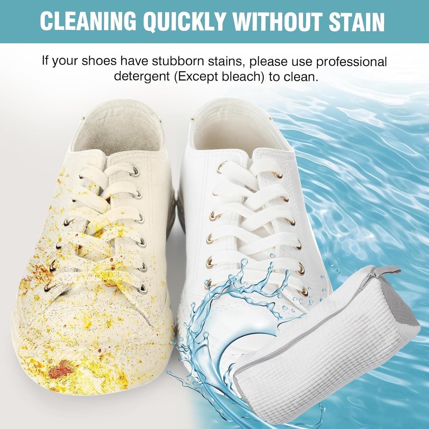 Shoe Washing Machine Bag, Shoe Laundry Bag for Washer and Dryer | 2 Pack Shoe Cleaning Bag for Sneakers & Tennis Shoes, XXL Size, Shoe Protection, Dry Bags, Zipper Hook, Travel & Dorm Storage