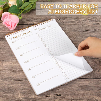 AZUREAL 50 Sheets Meal Planner, 8.5x11 Inch Double Helix Magnetic Meal Planning Notepad and Grocery List Notepad with Tear-Off Shopping List, Wall-Mountable Daily & Weekly Meal Planner for Fridge