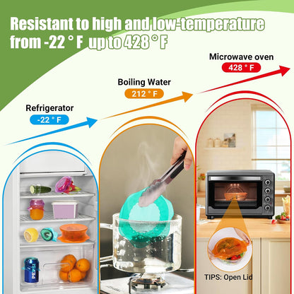 Silicone Stretch Lids for Food Storage in Fridge, Reusable Elastic Bowl Covers for Cup, Cans, Jars, Round & Rectangle Container, Food Grade Silicone Microwave Food Cover, Heat-Resistant