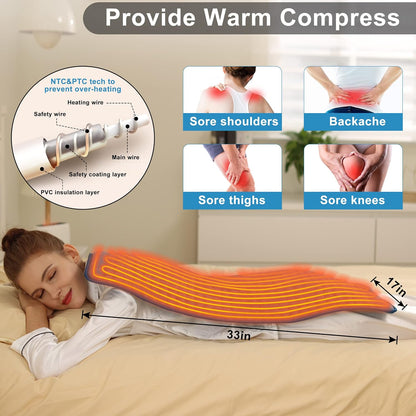 Heating Pad Electric Heat Pad, Hot Heated Pad,Multiple Temp and Timer Settings,Suitable for Shoulders, Neck, arms, Abdomen, Back, Legs, etc. (Gray Green, 24"X12")