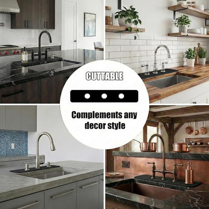 Absorbent Kitchen Sink Faucet Mat for 3-Hole 8" On-Center Faucets, 30"x5.5" | Fits Sink with Soap Dispenser, Air Gap & Side Sprayer - Cuttable Drip Catcher Splash Guard for Irregular & 3, 4 Hole Sinks