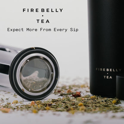Firebelly Tea, Travel Tea Infuser Mug with Strainer, Insulated Tumbler for Loose Leaf Tea or Coffee, Leakproof Bottle for Hot or Iced Drinks, Stainless Steel Thermos with Lid, Salmon