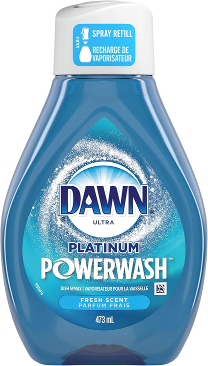 Dawn Powerwash Spray, Dish Soap, Dishwashing Liquid, Fresh, 1 Starter Kit + 3 Refills, 4x16 Fl Oz