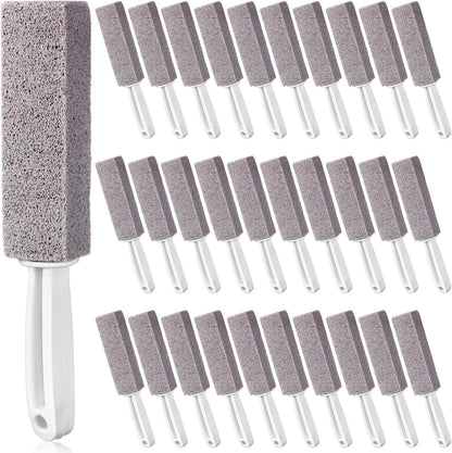 30 Pieces Pumice Toilet Bowl Brush Pumice Stone with Long Handle | Remove Limescale and Rust Toilet Stone Brush Block for Toilets Bath Grout Pool Kitchen Stove Oven Tubs Sinks Showers