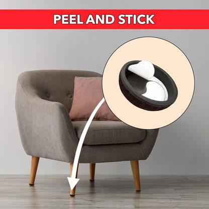 Super Sliders Secure Grip Formed Felt Movers for Furniture to Protect Hard Surfaces, 1.5", Walnut Brown (4 Pack)