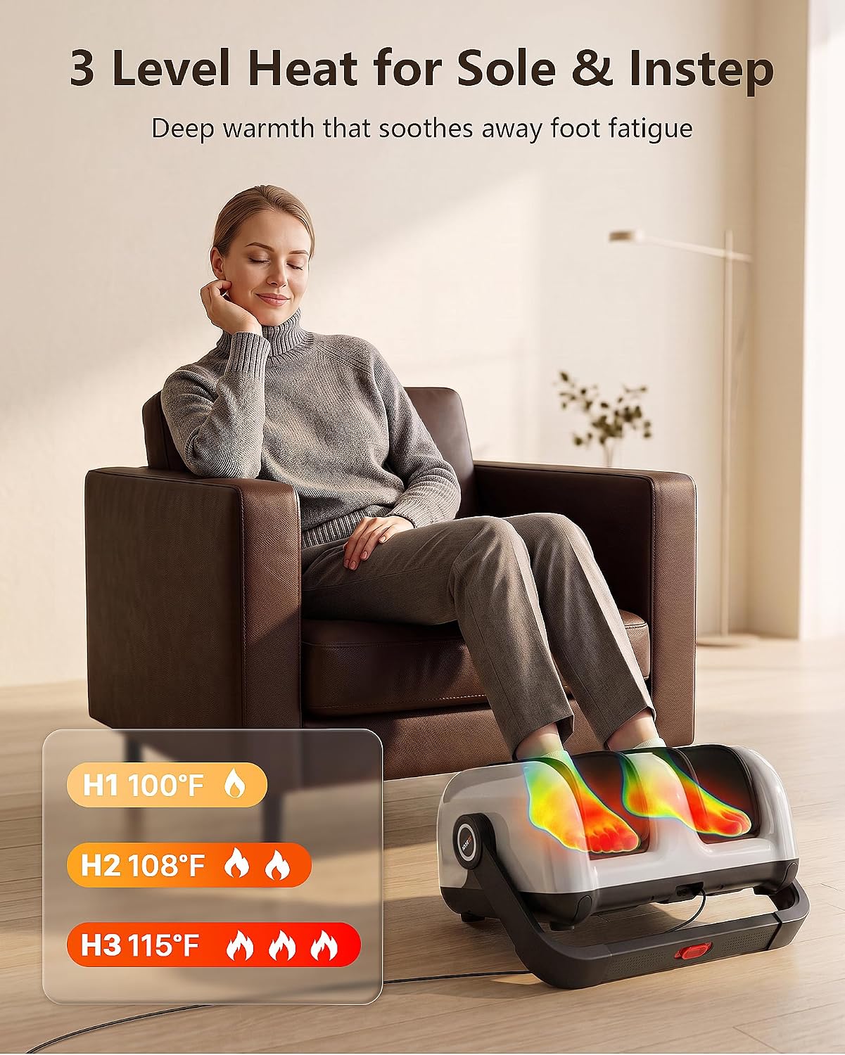 JZBRAIN Pro Shiatsu Foot Massager with Heat for Plantar Fasciitis | L1-L9 Compression, Roller Kneading, Vibration, Soothing Heating, Remote Control, Adjustable Stand for Flat or Angled Use