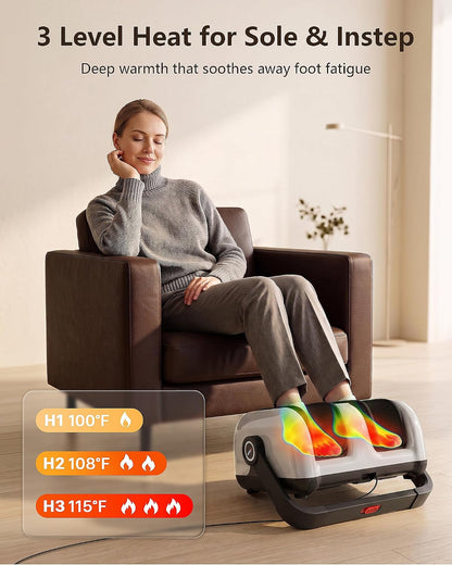 JZBRAIN Pro Shiatsu Foot Massager with Heat for Plantar Fasciitis | L1-L9 Compression, Roller Kneading, Vibration, Soothing Heating, Remote Control, Adjustable Stand for Flat or Angled Use