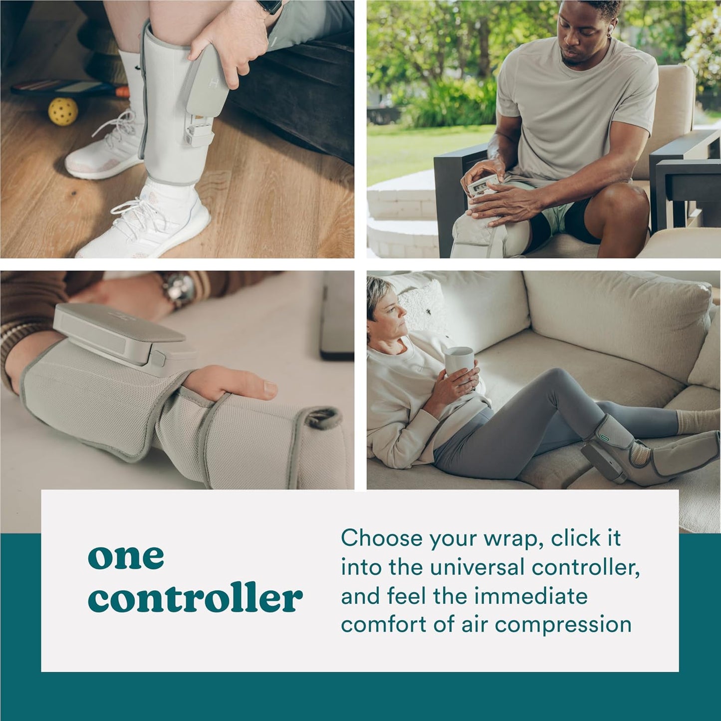 HoMedics Modulair Compression Calf Wrap Massager – Overlapped Compression Therapy with 4 Programs, Adjustable Intensity, Heat Settings, (Battery Sold Separately)