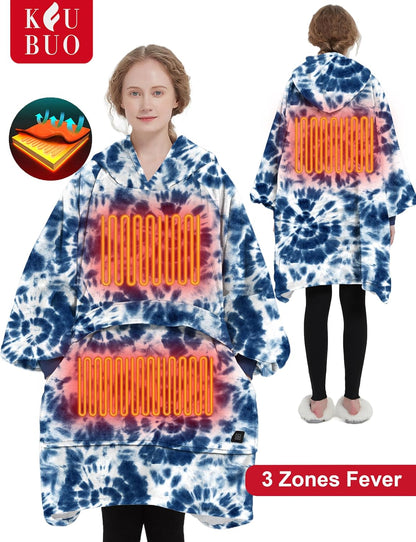 KFUBUO Wearable Heated Blanket Cordless Oversized Hoodie Sweatshirt