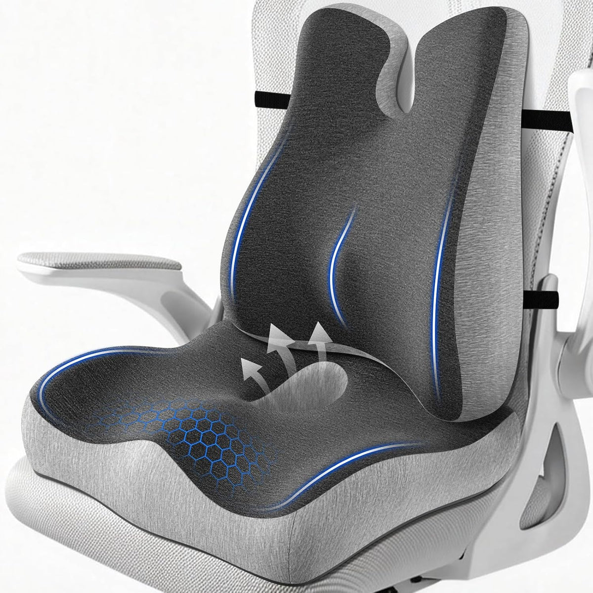 Lumbar Support Pillow for Office Chair,Seat Cushion with Back Support,Office Chair Cushion for Tailbone Pain,Sciatica and Hemorrhoid Relief (Black)