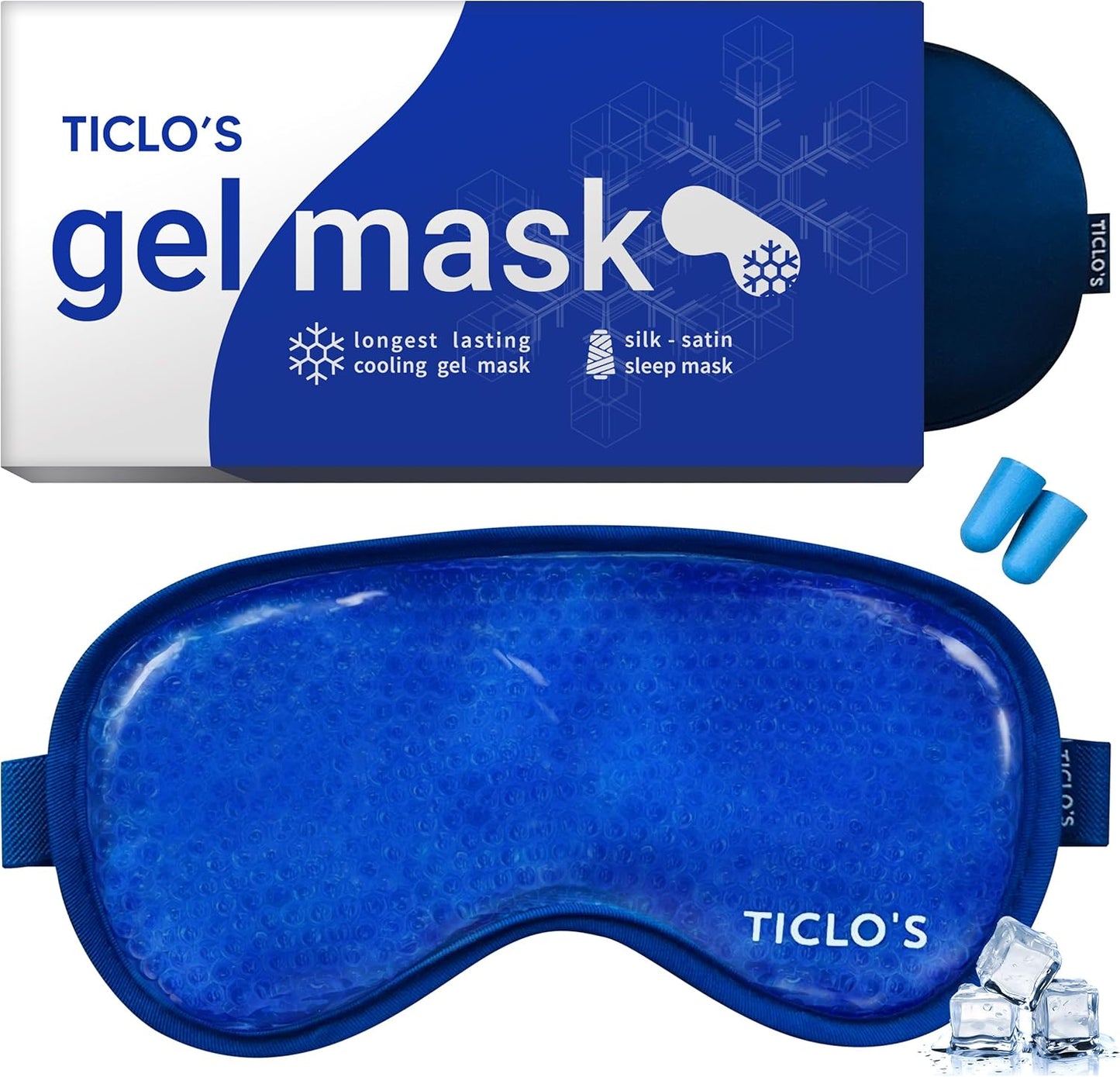 Ticlo's Cooling Eye Mask for Puffy Eyes - Gift Ready Box - Gel Eye Mask for Sleeping, Cold Compress for Dark Circles, Cold Reusable Compress for Migraines, Headaches, and Post-Surgery Recovery