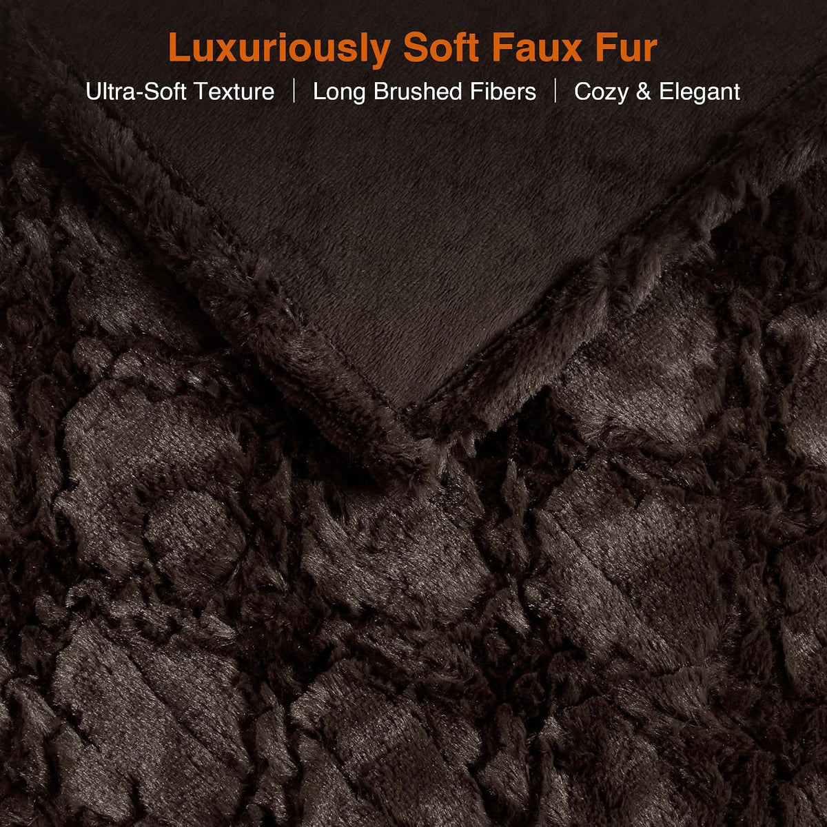 Beautyrest Long Brushed Faux Fur Ogee Textured Design Electric Blanket