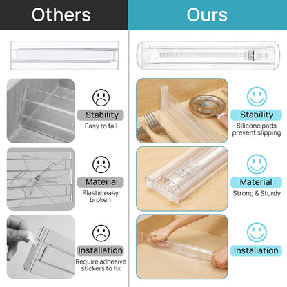 Vtopmart 12 Pack Drawer Dividers for Clothes, 4" High 10.2"-16.5" Adjustable Expandable Dresser Drawer Organizer, Clear Plastic Separators for Dresser, Baby Clothing, Underwear, Cosmetic, Toiletries | Expandable Dresser Drawer Organizer, Clear Plastic