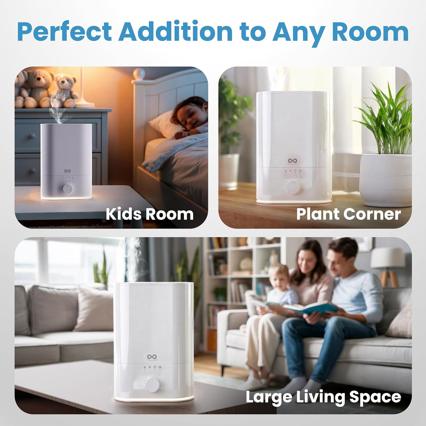 Everlasting Comfort 6L Humidifier Large Room, High Mist Output 60 HR Runtime Ultrasonic Top Fill Humidifiers for Bedroom, Easy to Use & Clean for Home, Baby Humidifier, Plants, Congestion, Indoor