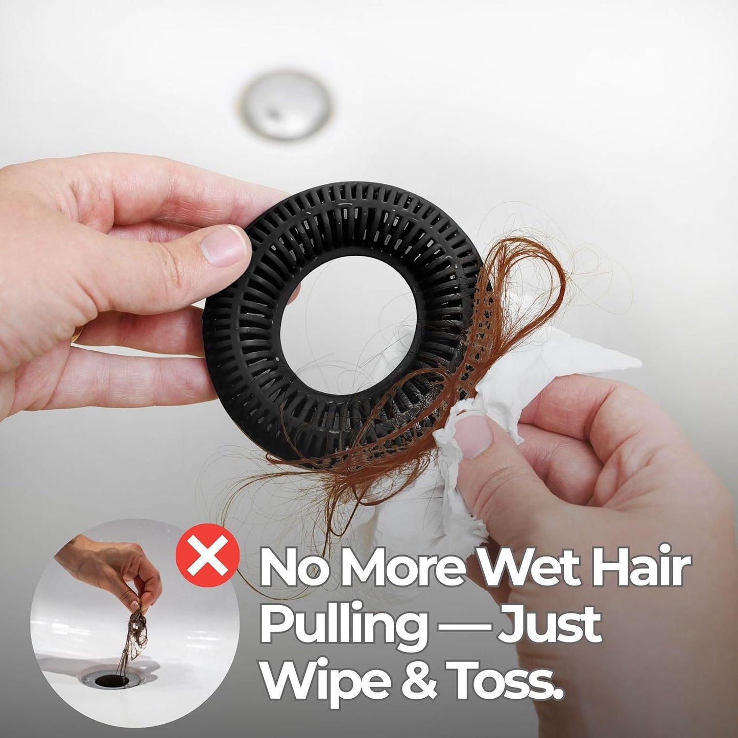 TubRing Pop-Up Drain Protector & Strainer Silicone Hair Catcher, Aqua | Easy snap-in design fits around bathtub stoppers. Customizable utility guard for clog prevention. Fits 1.85"- 2.16" drains.