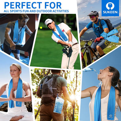 Sukeen 4 Pack Cooling Towels (40"x12") for Neck and Face Instant Cooling | Stay Cool in Hot Weather,Versatility,Soft,Breathable,Durability for Sports,Outdoor activities,Summer works in heat