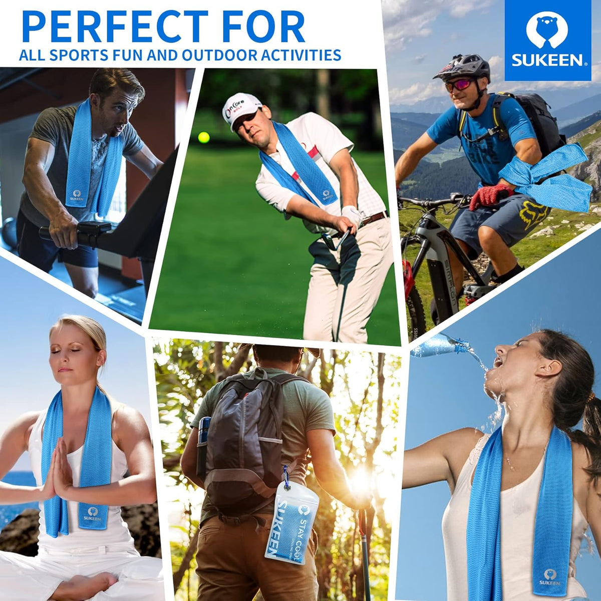 Sukeen 4 Pack Cooling Towels (40"x12") for Neck and Face Instant Cooling