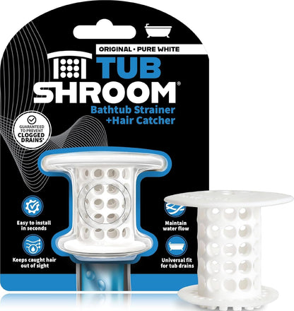TubShroom Bathtub Drain Hair Catcher – in-Drain Tub Strainer & Clog Prevention Protector, Fits Standard 1.4”–1.75” Tub Drains, Easy Clean, Captures Human & Pet Hair Out of Sight (Gray)