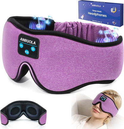 3D Sleep Mask with Bluetooth Headphones, Wireless Sleep Headphones for Side Sleepers, Noise Cancelling Eye Mask for Nap, Soft Sleeping Mask for Women Men, Blackout Sleep Mask with Built-in Speakers