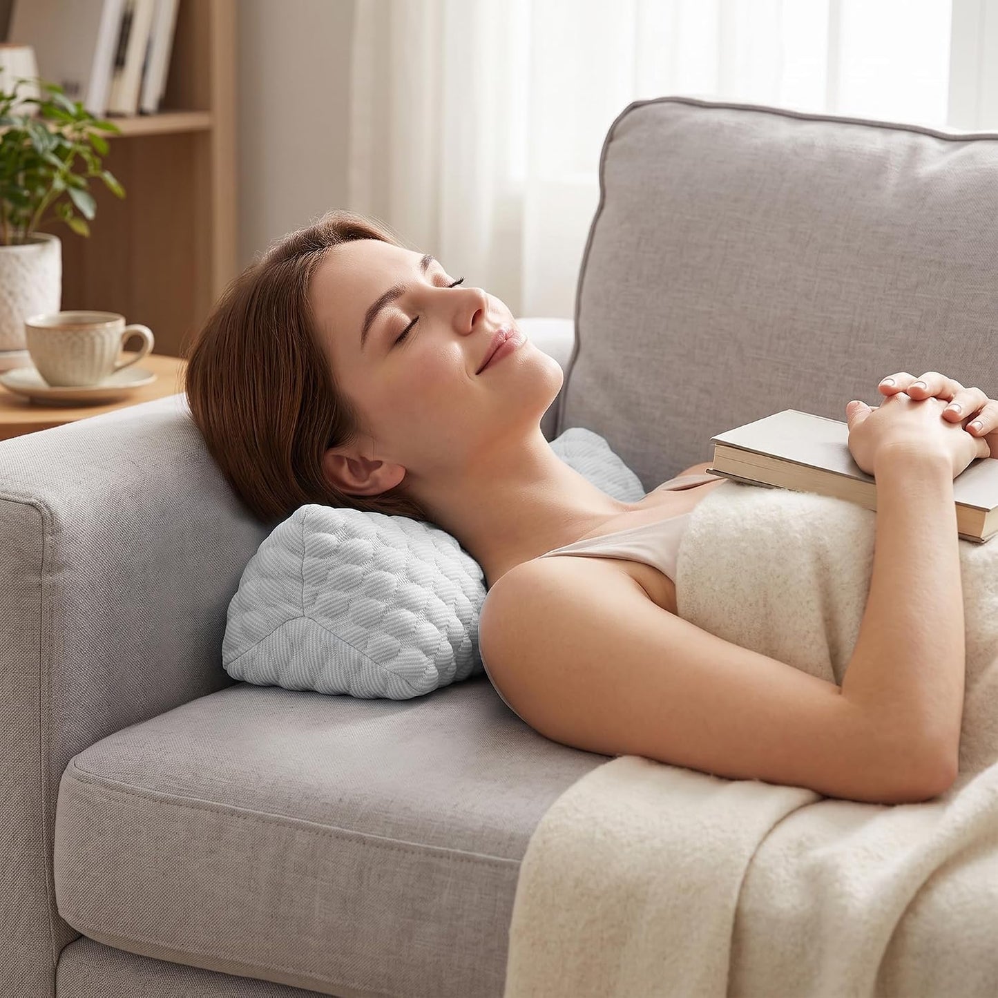 Buckwheat Cervical Pillow, Adjustable Neck Support Pillow for Sleeping, Organic Buckwheat Hull Pillow, Firm Breathable Neck Roll Pillow with Removable Cover for Back and Side Sleepers