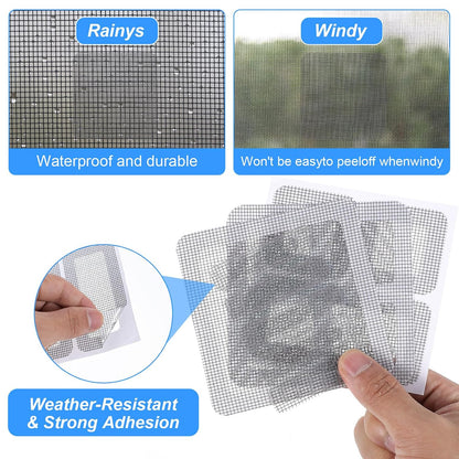 Sibba 20 Sheets Window Screen Patches Repair Kit Self-Adhesive Patch | 4 Sizes Black Self-Adhesive Screen Patch Repair Kit for Mesh Screens Door, Strong Adhesive Screens Repairs Tape