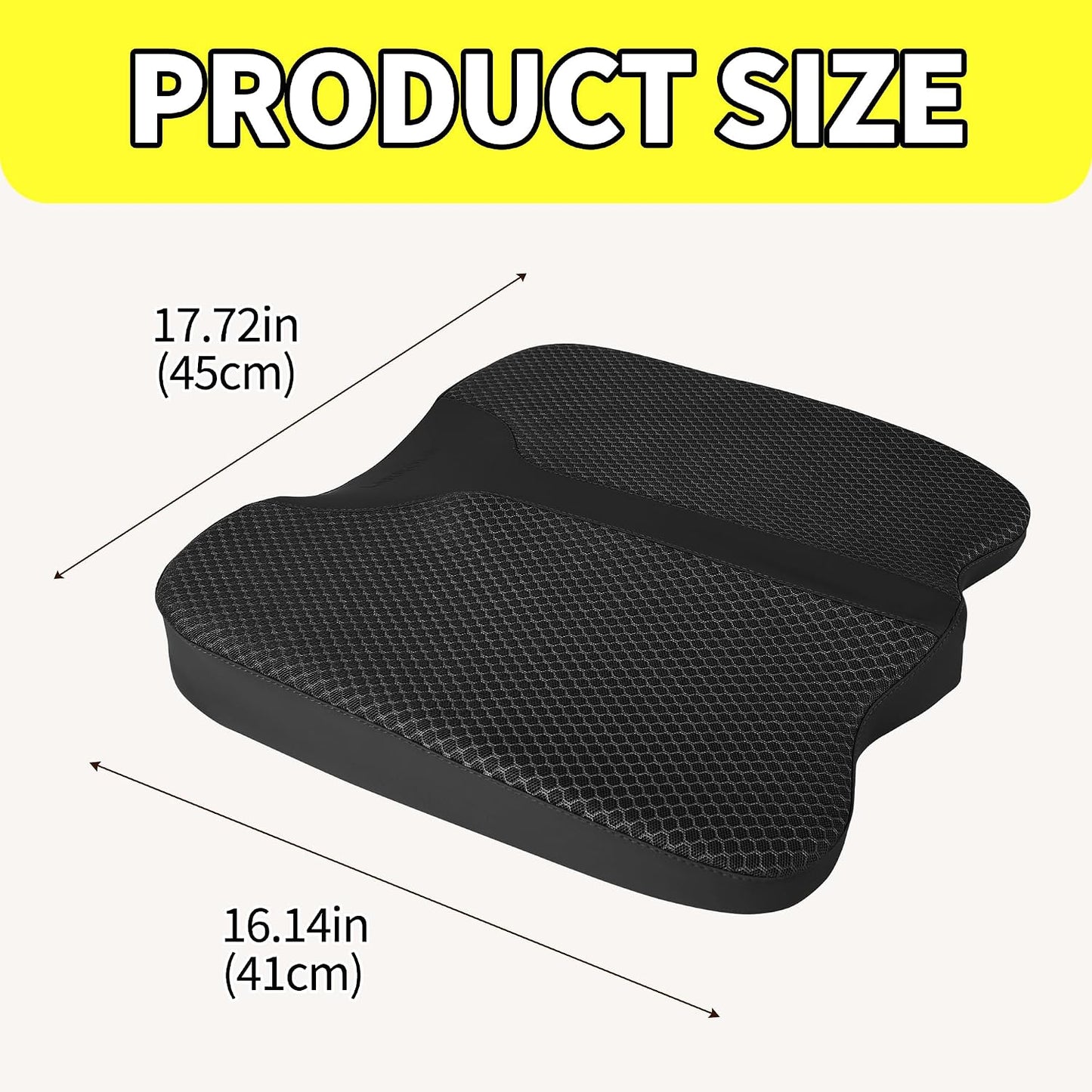 Car Seat Cushion - Comfort Memory Foam Seat Cushion for Car Seat Driver, Tailbone (Coccyx) Pain Relief, Car Seat Cushions for Driving (Gray)
