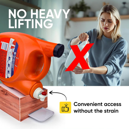 TidyFriend No-Spill Liquid Laundry Detergent Dispenser Holder, Laundry Soap Dispenser Holder with Drip Tray for Laundry Room Organization, Angled Downward Slope for Easy Pouring (No Strap, Ivory)