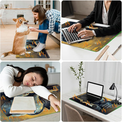 Heated Desk Pad Heated Large Mouse Pad, Electric Quickly Warm Desk Mat with 3 Levels Heating 3 Hours Auto Shut-Off, 31.5" x 13" Warm Gaming Mousepad Hand Foot Warmer, Baby Elephant