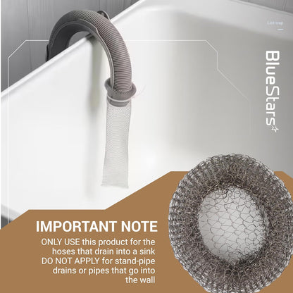 BlueStars 24-Pack Washing Machine Lint Traps with 24 Cable Ties | Rustproof Stainless Steel Mesh Captures Lint & Debris to Help Prevent Sink Drain Clogs and Costly Plumbing Repairs