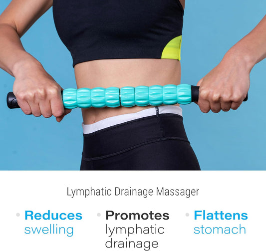 Muscle Roller Lymphatic Drainage Massage Roller Stick - for Myofascial Pain Relief | Post Liposuction & Fibrosis Treatment, Surgery Recovery| Lipo,Tummy Tuck & BBL,Compression Garment, Faja Compatible