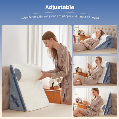 Queen Size Bed Wedge Pillow Headboard, Pillow Wedge for Headboard Gap(0-8") | Mattress Gap Filler Wedge, Stop Items Falling and Get Quality Sleep,Ergonomic Design, Non-Slip, Breathable(60"X10"X6")