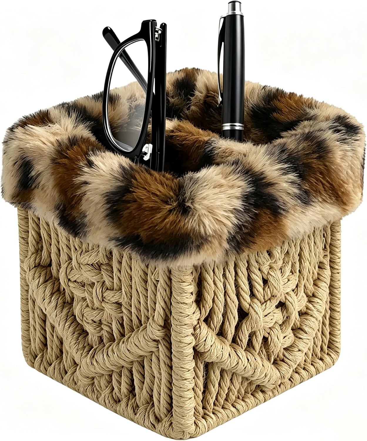 Plush Lined Glasses Eyeglass Holder Stand for Nightstand | Anti-scratch Glasses Stand Case,Cotton Rope Eyeglasses Holder, Storage Organizer for Office Desk