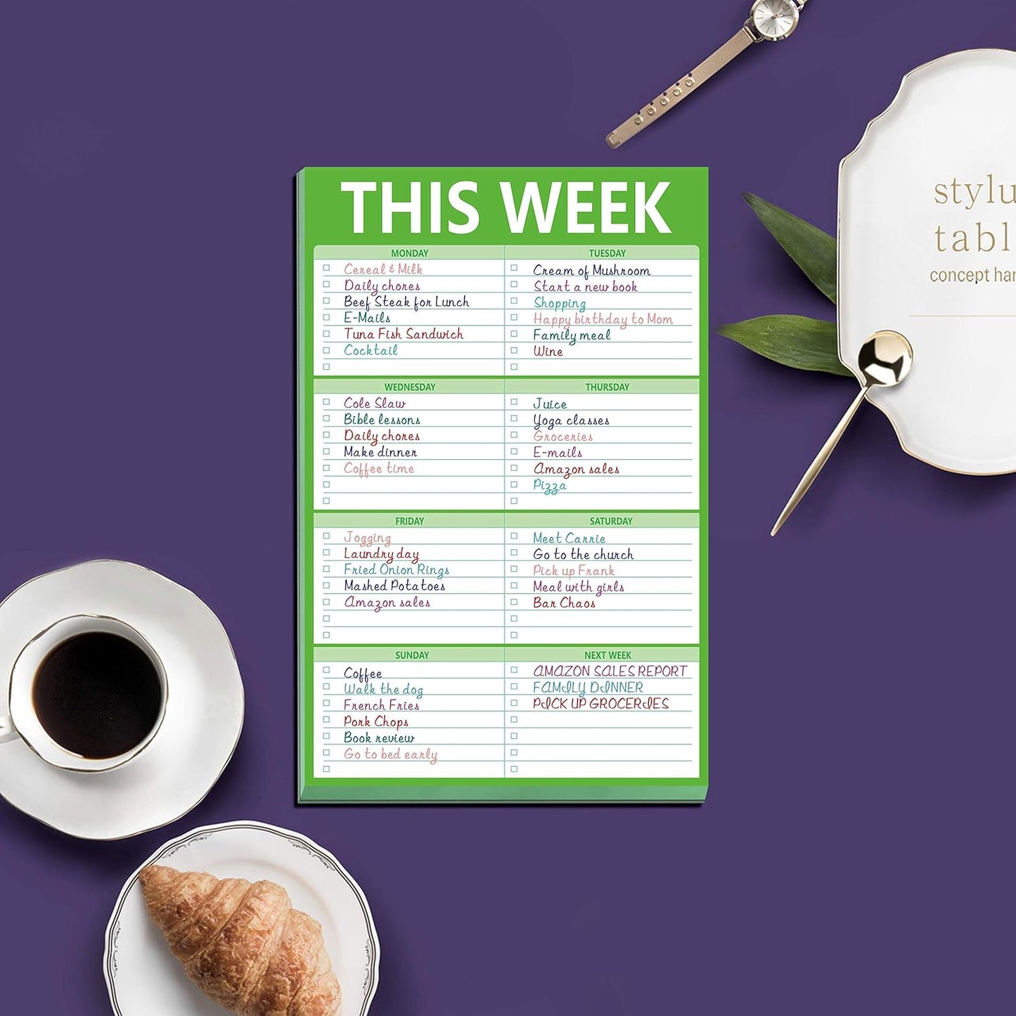90 Pages Weekly Planner List Note Pad to Do List with Magnet Mountings for Fridge Locker (6" x 9")
