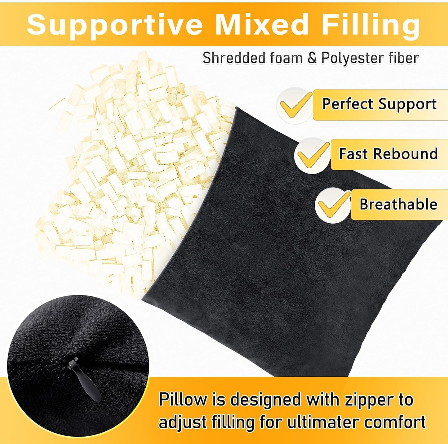 1 MIDDLE ONE 2 Pack Small Pillow, Memory Foam Mini Pillow 11 X 7 Inches for Travel, Sleeping, Nap and Neck, Knee, Lumbar Support, Tiny Cushion for Pet, Dogs (Grey)