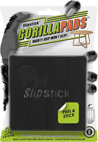Slipstick GorillaPads CB147 Non Slip Furniture Pads/Gripper Feet (Set of 16) Self Adhesive Rubber Floor Protectors, 1 inch Round, Black