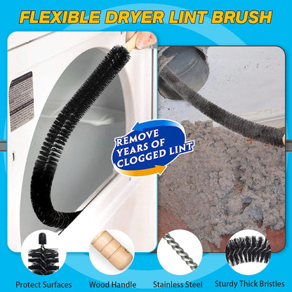 Sealegend 2 PCS Dryer Vent Cleaner Kit, Dryer Lint Vacuum Attachment&Brush | Blue Dryer Vent Vacuum Hose Dryer Lint Remover Brush for Dryer and Washer,Deep Traps Cleaning Tool Fits Most Vacuums