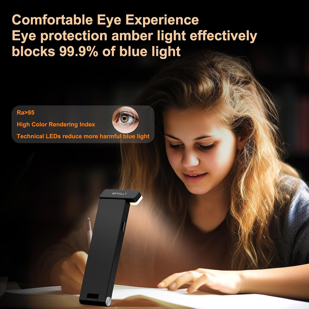 Book Lights, Rechargeable Reading Light in Bed, Smart Adjustable Reading Lights, Portable Bookmark Night Lamp, Built-in Battery & LCD Display, with Timer, Clock, Alarm, Date