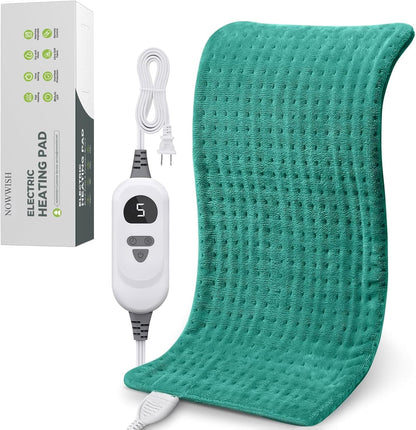 NOWWISH Heating Pad for Back, Period Cramps, Neck and Shoulder, 12x24 Inches Electric Throw with 6 Heat Settings, Timer and Auto Shut Off, Machine Washable, Birthday Gifts for Women Men, Grey