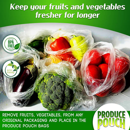 30-Pack (15M, 15L) Reusable Produce Bags for Refrigerator with Twist-Ties | Extend Shelf Life, Keeps Fruits, Vegetables & Herbs Fresh Longer, Reusable Vegetable Bags