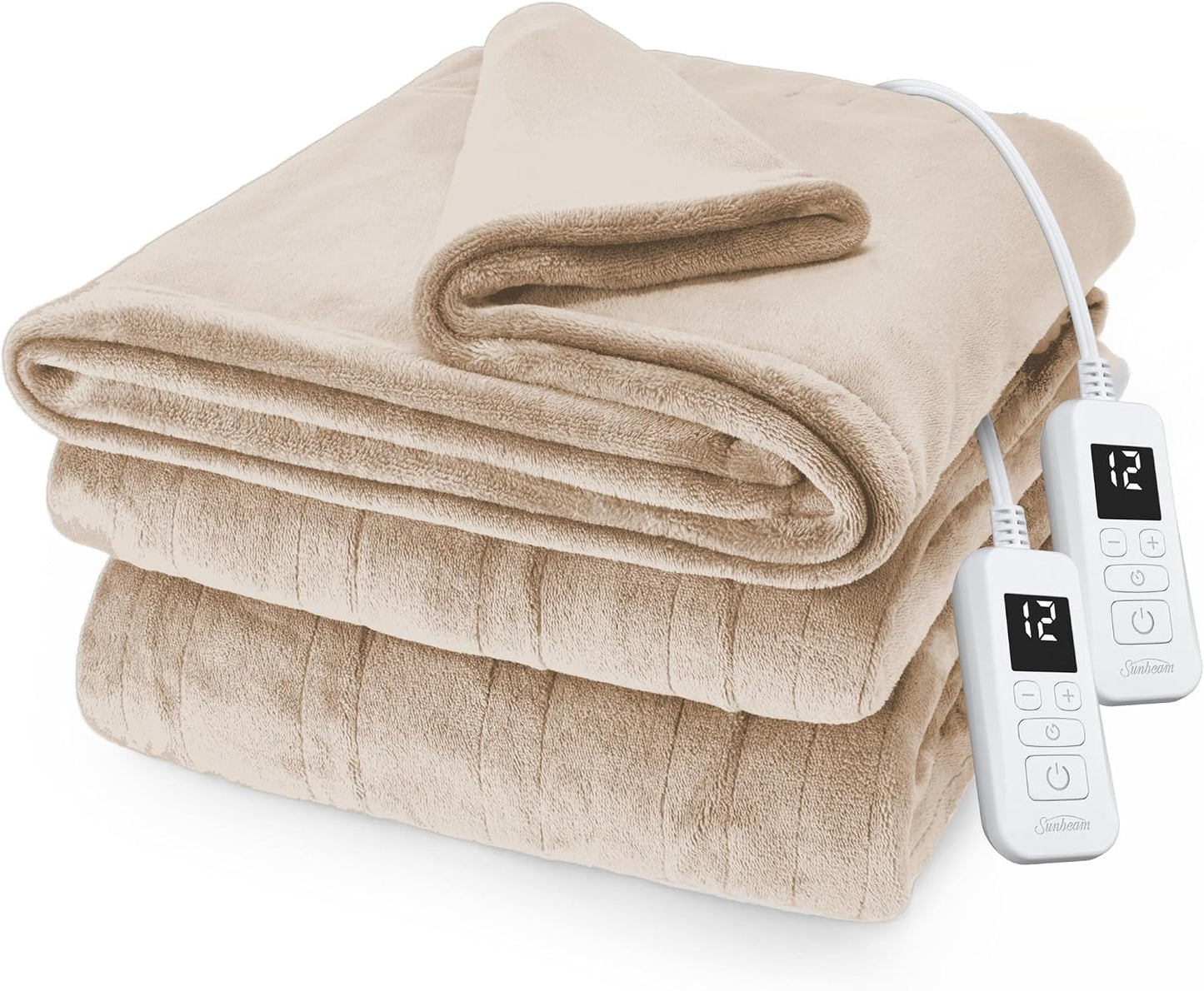 Sunbeam Royal Posh Dove Grey Heated Personal Throw / Blanket, Cozy-Warm, Adjustable Heat Settings